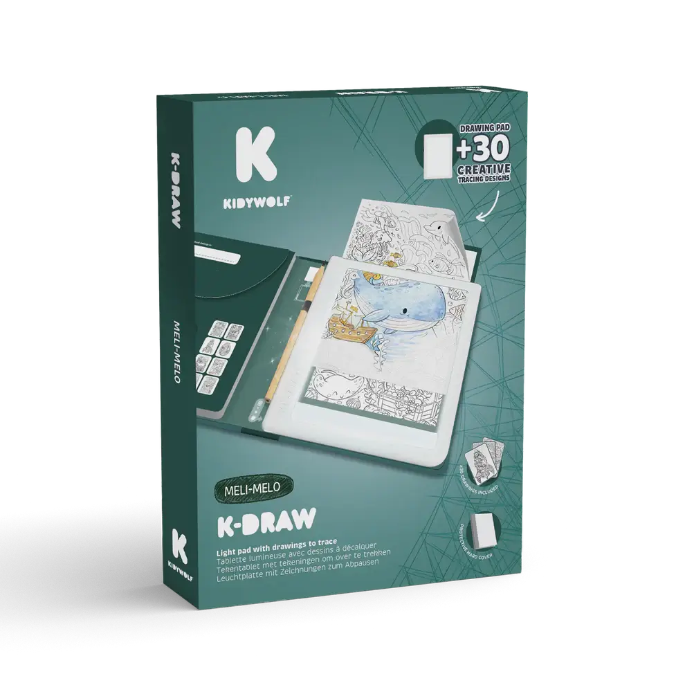 Tablet graficzny z szablonami do rysowania KIDYDRAW-PAD - Meli Melo Kidy Wolf