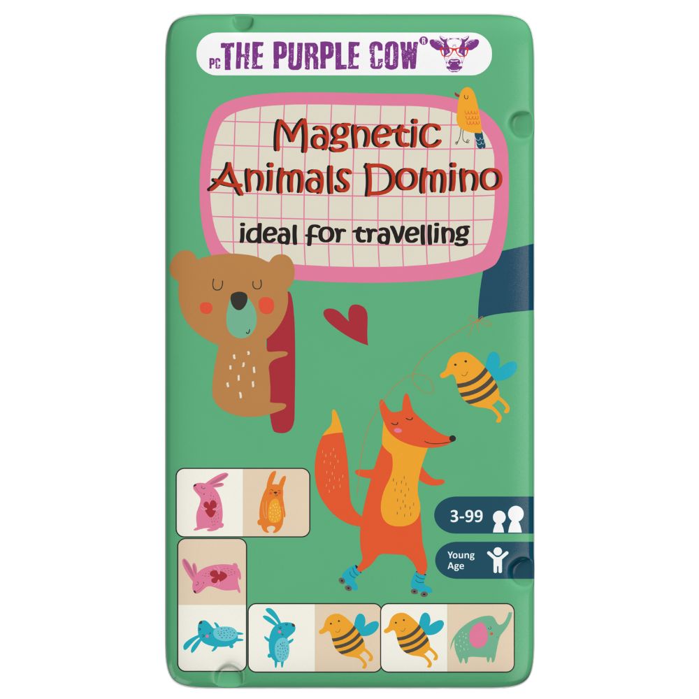 Podróżna gra magnetyczna The Purple Cow - Domino ze zwierzątkami