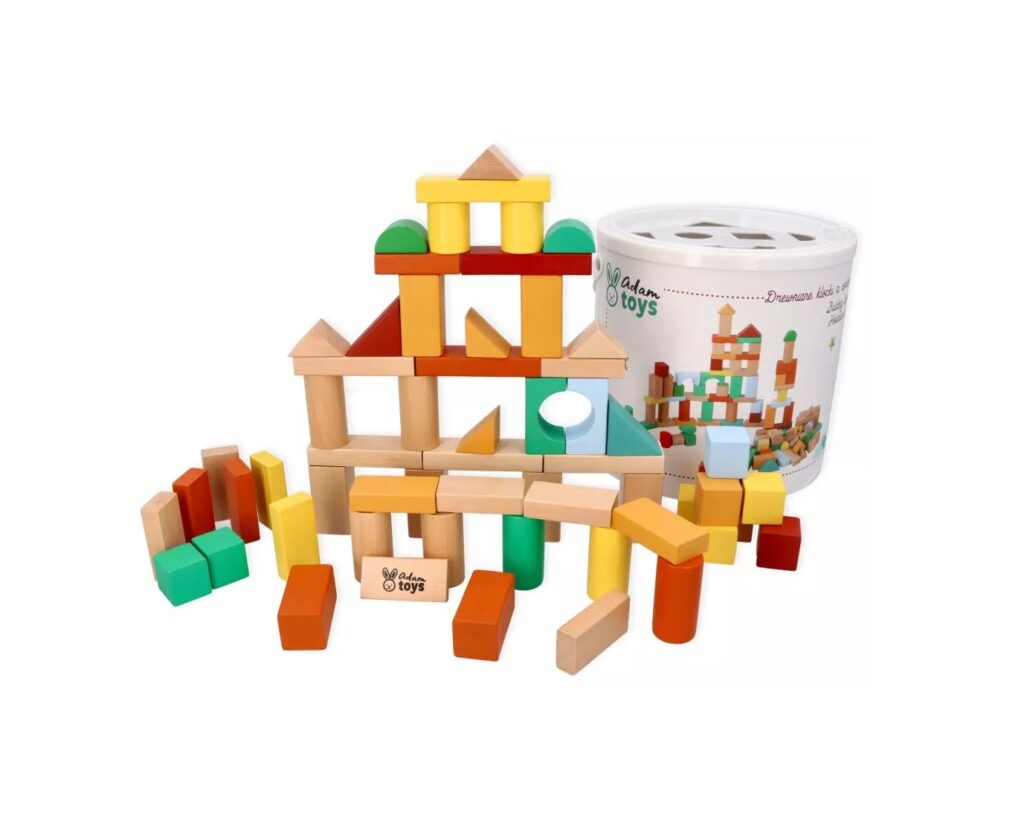 Drewniane klocki z sorterem 100el Adam Toys
